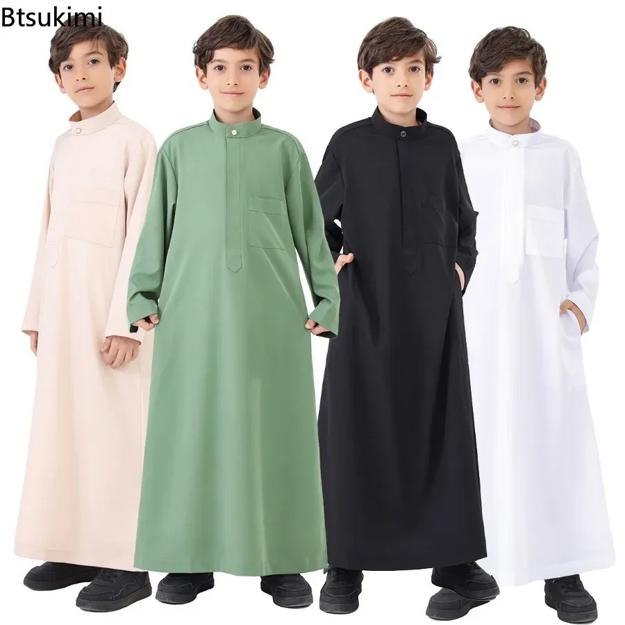Summer Clothing Pakistan - Ropa musulmana para niños, caftán liso