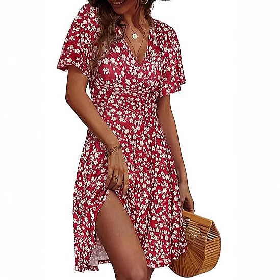 Sundress Midi Floral - Vestido midi sin mangas con estampado