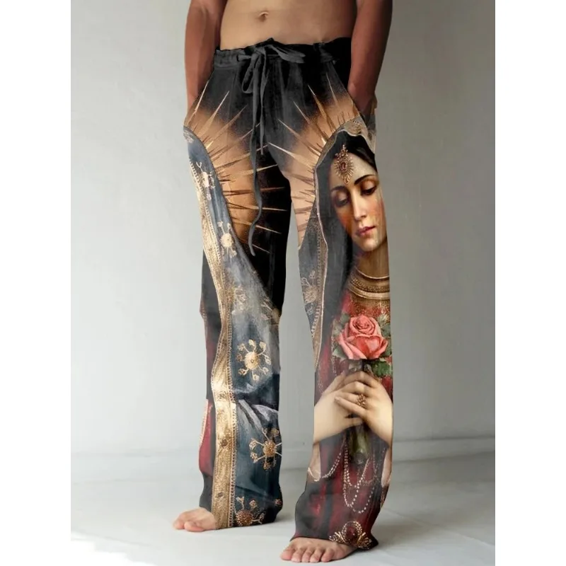 Summer Renaissance Clothing - Pantalones informales con estampado de la