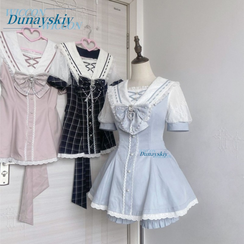 Summer Clothing Sets Women - Conjunto de Vestido con Cuello Marinero,