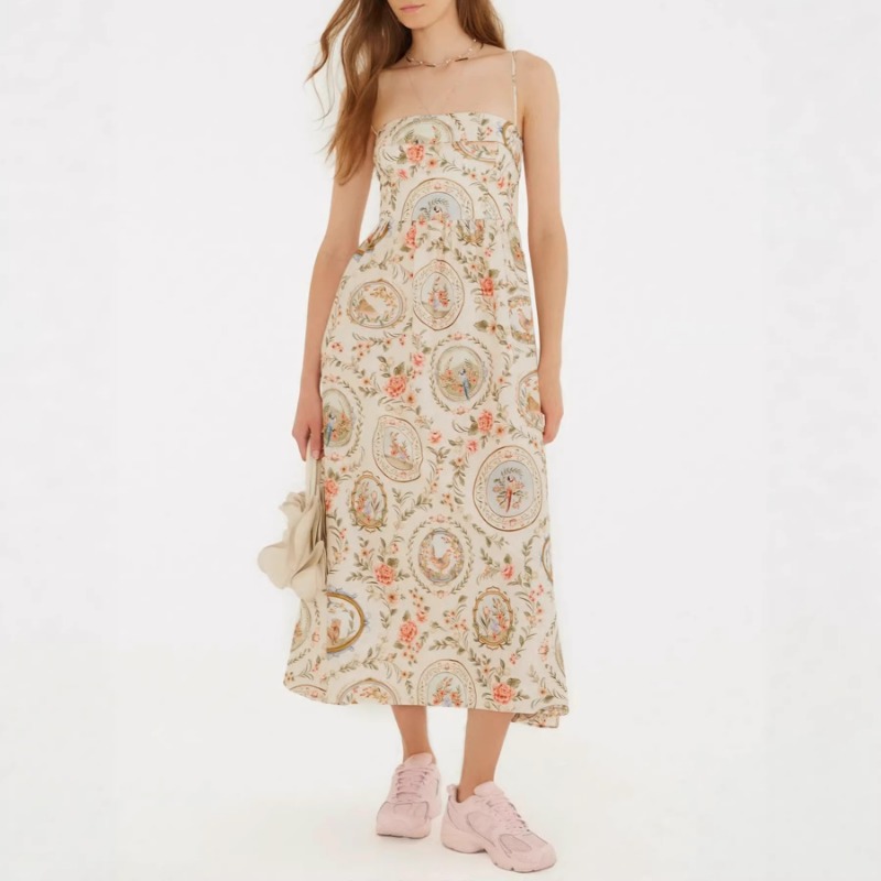 Sundress Midi Floral - Vestido Midi con Tirantes Finos y