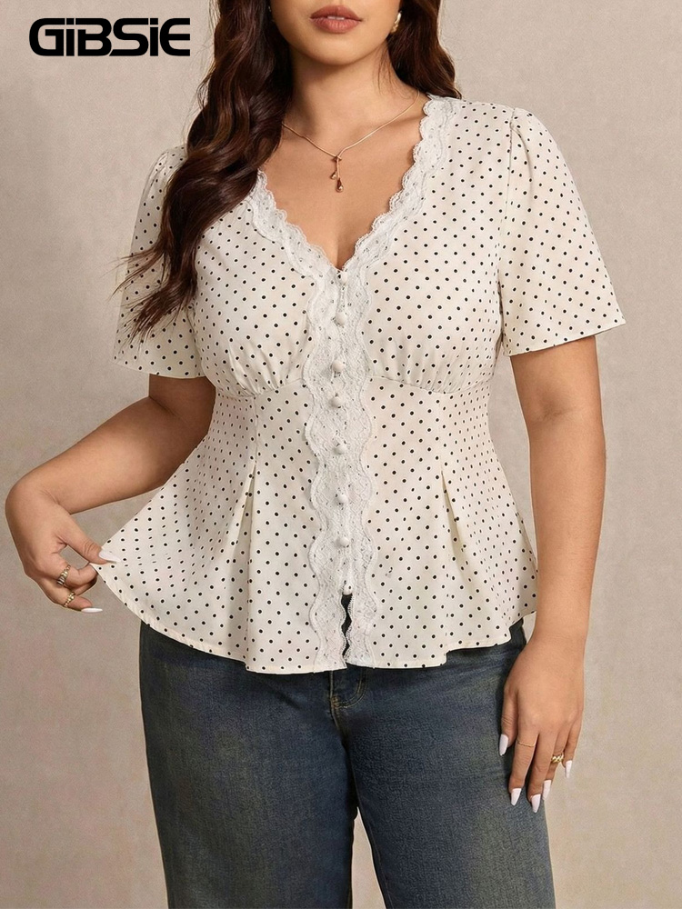 Summer Upf Clothing - GIBSIE Blusa Peplum de Talla Grande