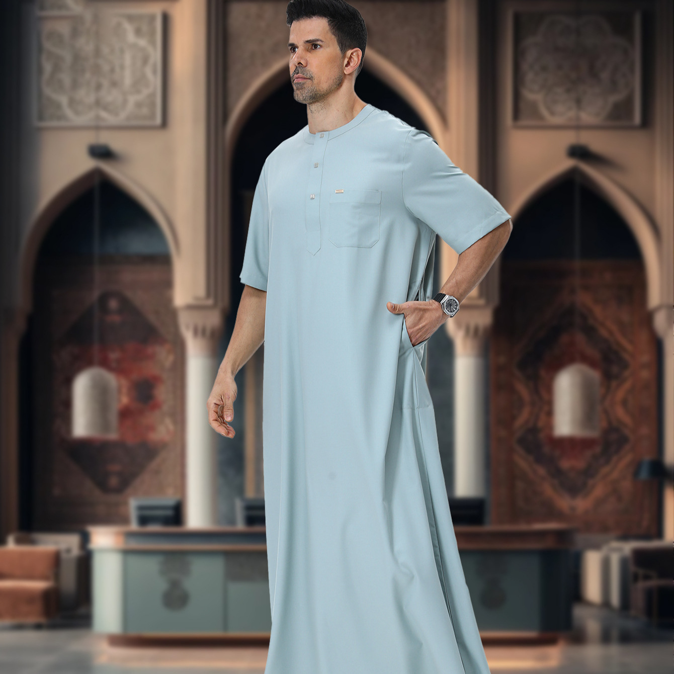 Summer Clothing Pakistan - Abaya Kaftan para Hombres Musulmanes, Estilo