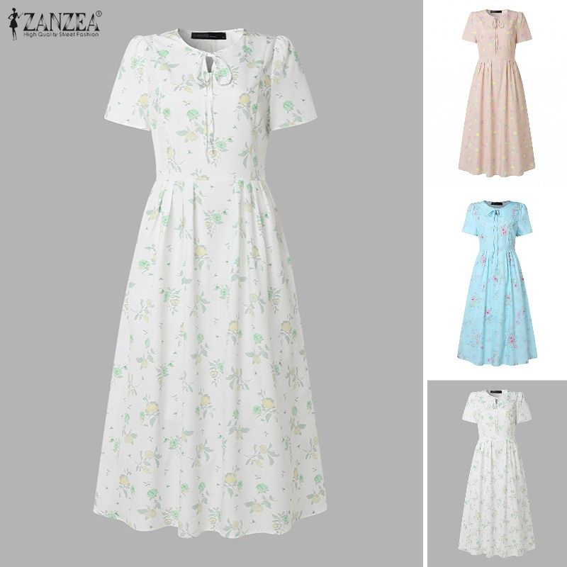 Sundress Midi Floral - ZANZEA-vestido veraniego de playa para mujer,
