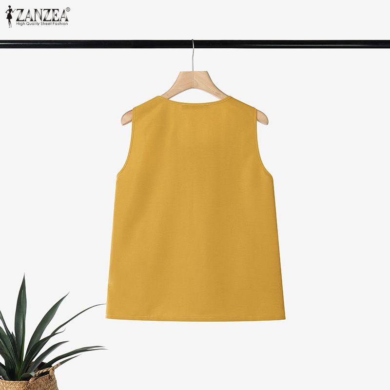ZANZEA-Top sin mangas con vola - Summer Clothing For Plus Size Women reseña y precio