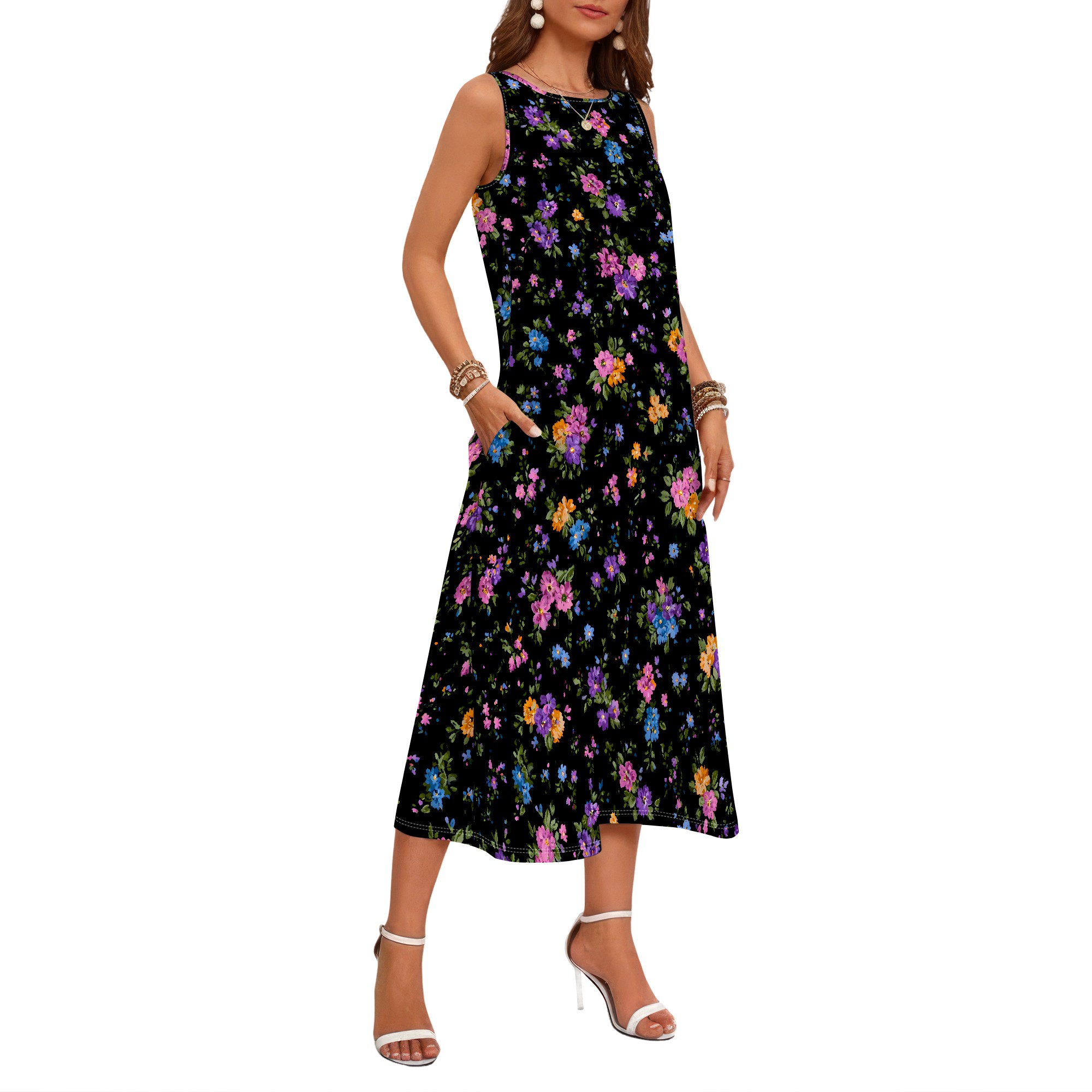 Vestido sin mangas con estampa - Sundress Midi Floral reseña y precio