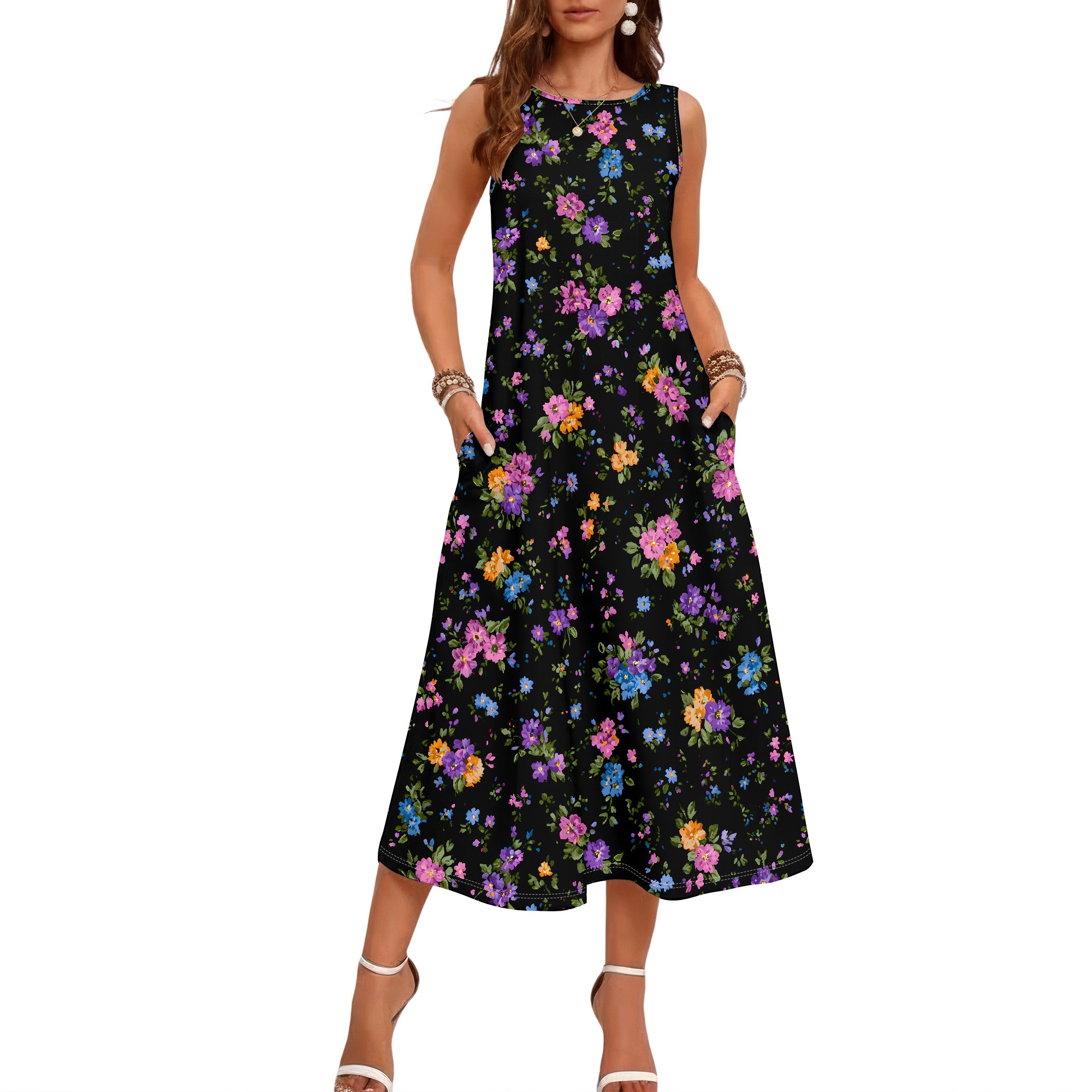 Vestido sin mangas con estampa - Sundress Midi Floral reseña y precio