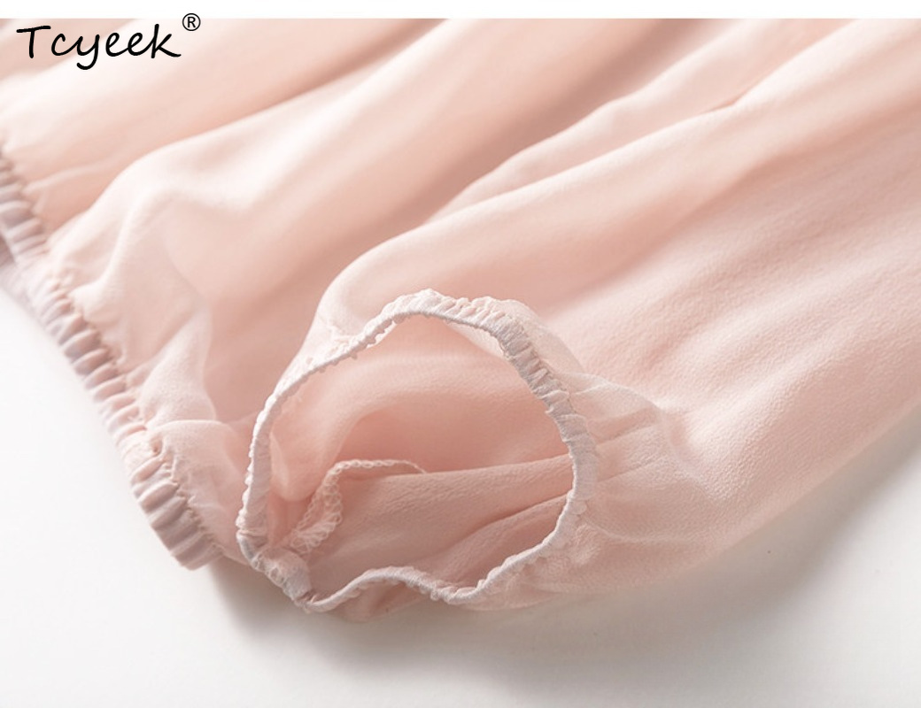 Tcyeek-Tops de seda de morera  - Summer Clothing Us reseña y precio