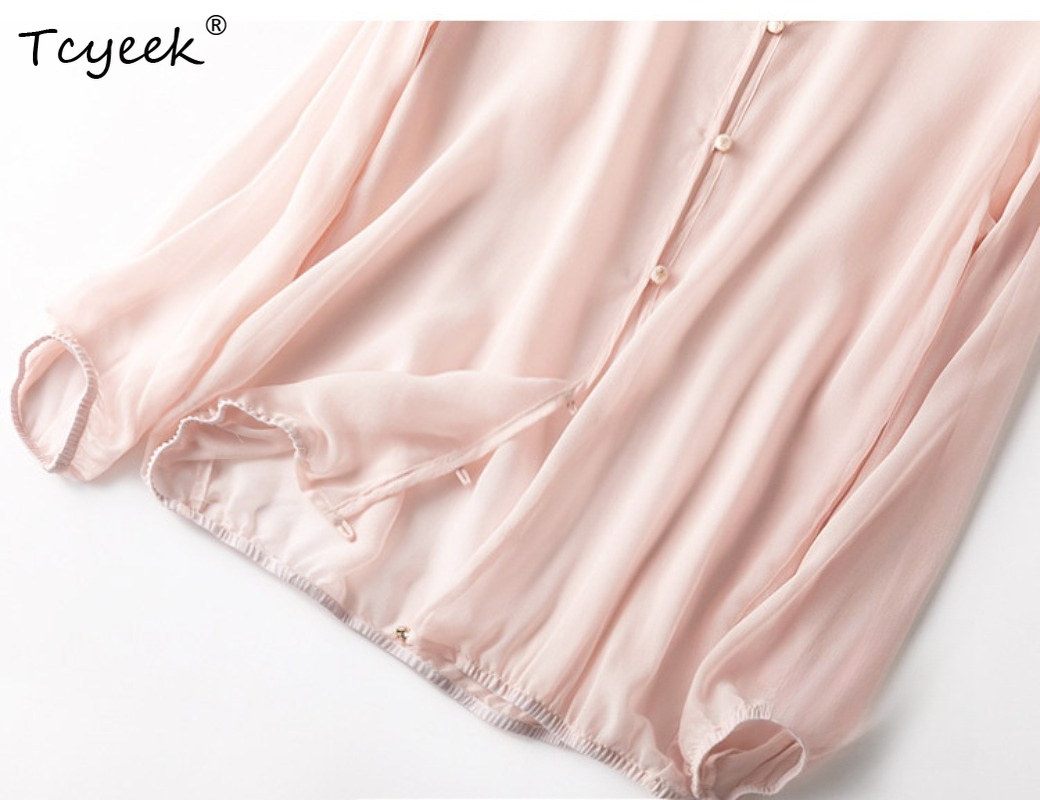 Tcyeek-Tops de seda de morera  - Summer Clothing Us reseña y precio