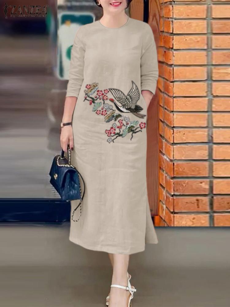 ZANZEA-Vestido de verano Vinta - Sundress Midi Floral reseña y precio