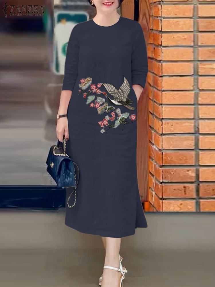 ZANZEA-Vestido de verano Vinta - Sundress Midi Floral reseña y precio