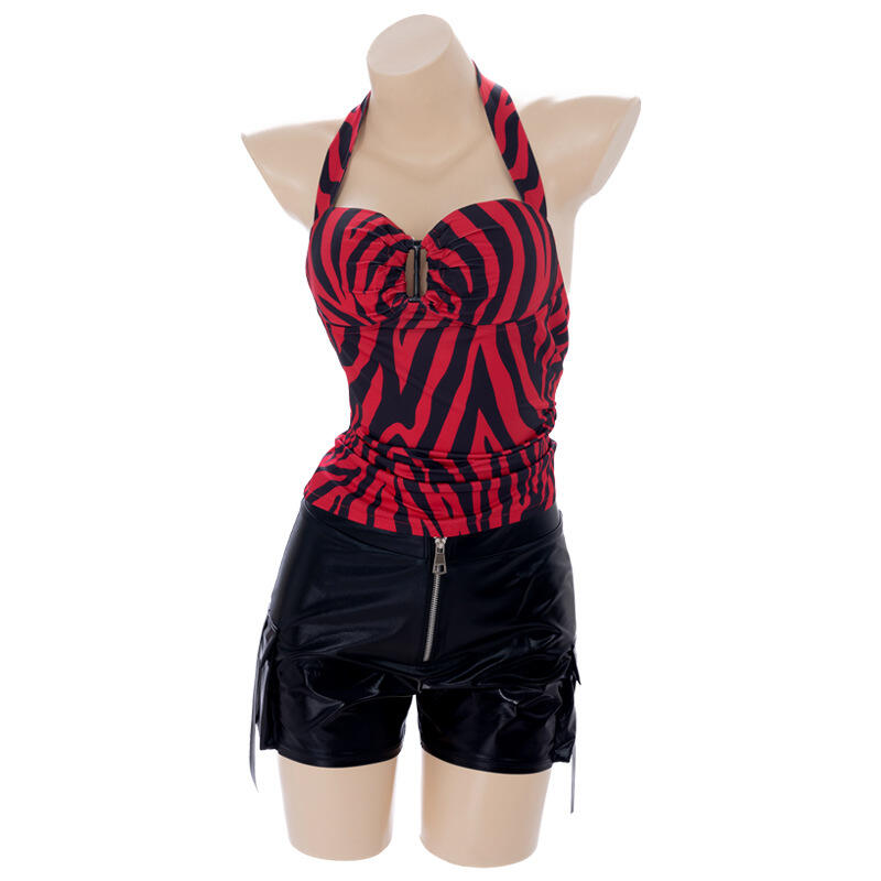 Top Halter de Malla Rojo con E - Halter Neck Top reseña y precio