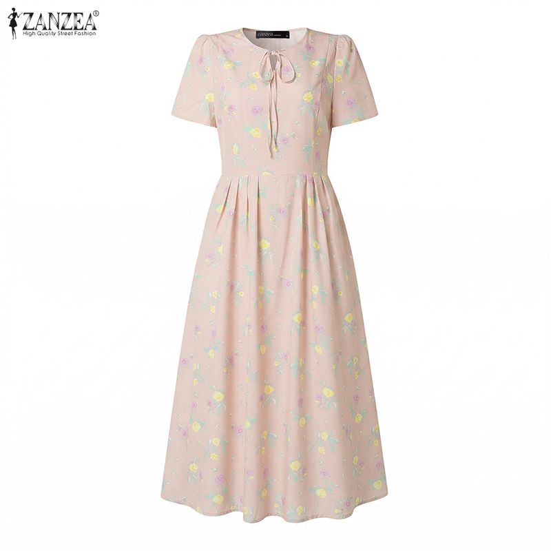 ZANZEA-vestido veraniego de pl - Sundress Midi Floral reseña y precio